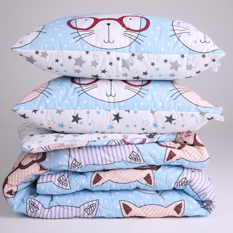 Набор антиаллергенный EcoSilk Зима №3021 Сolor Fun Line Whales (чехол бязь 100%) Whales (одеяло + 2 подушки средние) - 3
