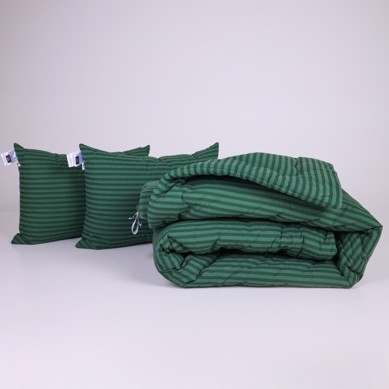 Набір №1012 Сolor Fun Line 17-0612 Stripe Emerald Thinsulate Літо (ковдра + 2 подушки середні)