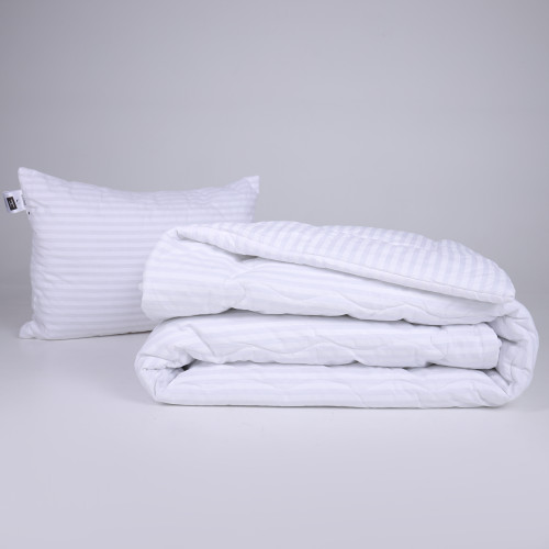 Набор №1110 Сolor Fun Line 17-0605 Stripe White EcoSilk Зима (одеяло + подушка средняя)