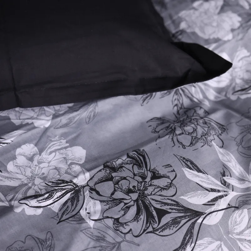 Наволочка Поплин 00-8 "Black Flowers" - 4