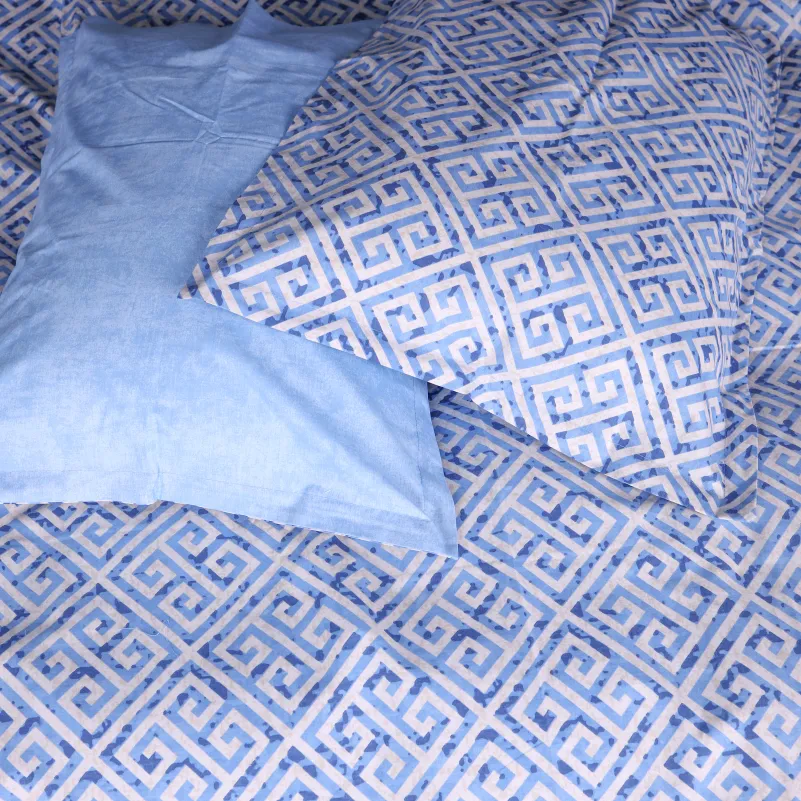 Простынь на резинке Поплин 00-5 "Geometry Blue" - высота 25 см (детские 10 см) - 4