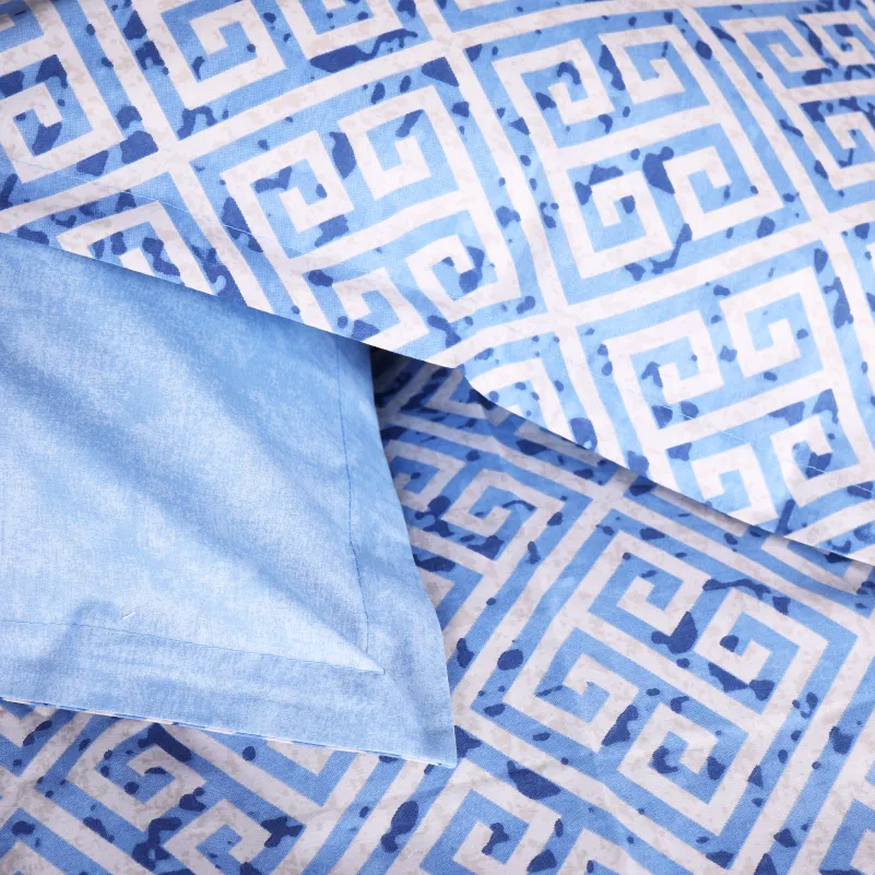 Простынь на резинке Поплин 00-5 "Geometry Blue" - высота 25 см (детские 10 см) - 6