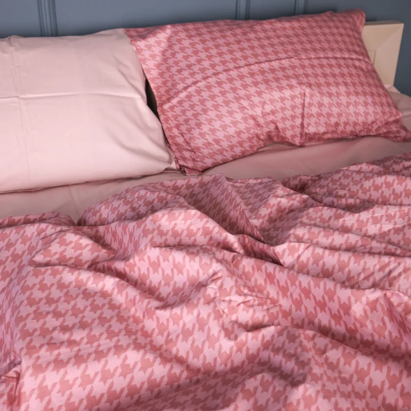 Наволочка Сатин 22-1440 Pink Houndstooth - 4