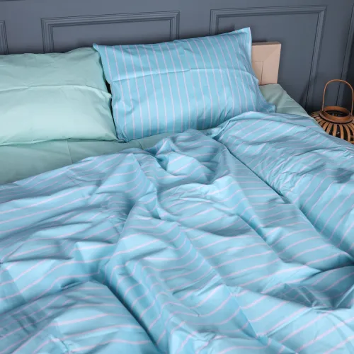 Комплект постельного белья Сатин 22-1466 Seafoam Stripe - 2