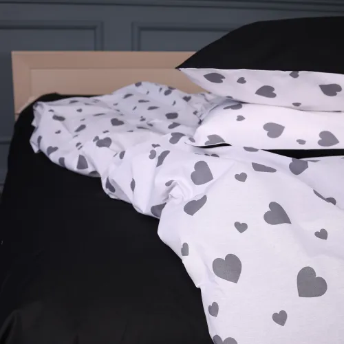 Простынь на резинке (бязь) Kids Time 17-0669 Black and White Love - высота 10 см - 2