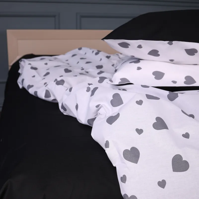 Простынь на резинке (бязь) Kids Time 17-0669 Black and White Love - высота 10 см - 1