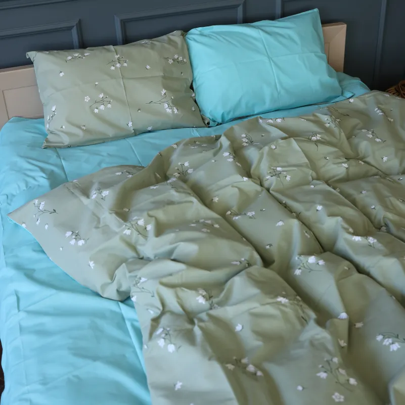 Комплект постільної білизни Бязь 17-4736 Green leaves