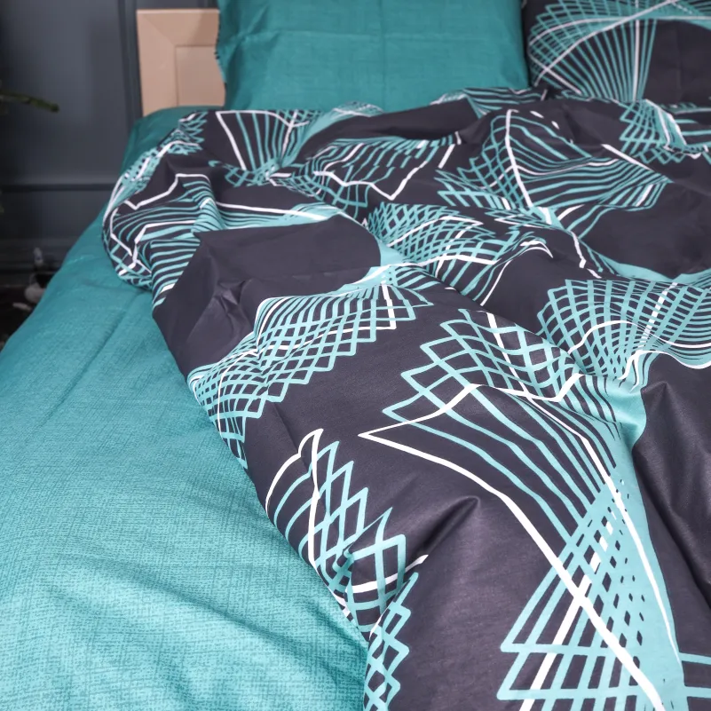 Пододеяльник Сатин 22-1442 Neon Emerald Lines - 1