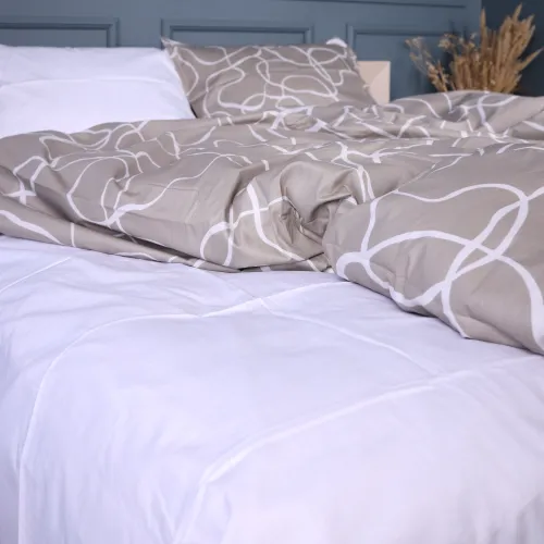 Комплект постільної білизни Сатин 22-1459 Minimal Lines beige - 2