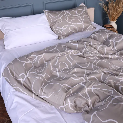 Комплект постільної білизни Сатин 22-1459 Minimal Lines beige