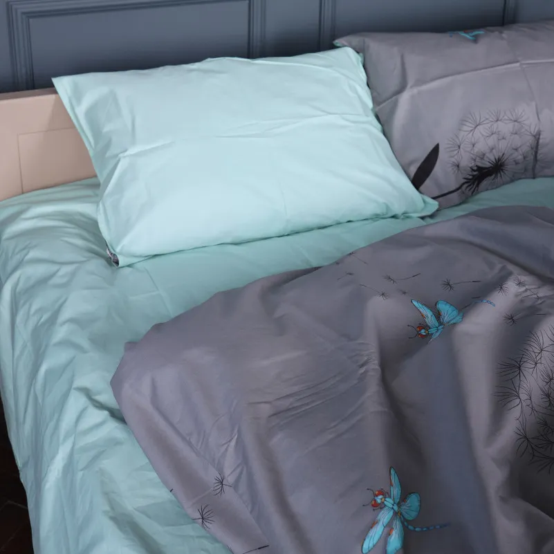 Наволочка Сатин 22-1462 Dandeline gray - 4