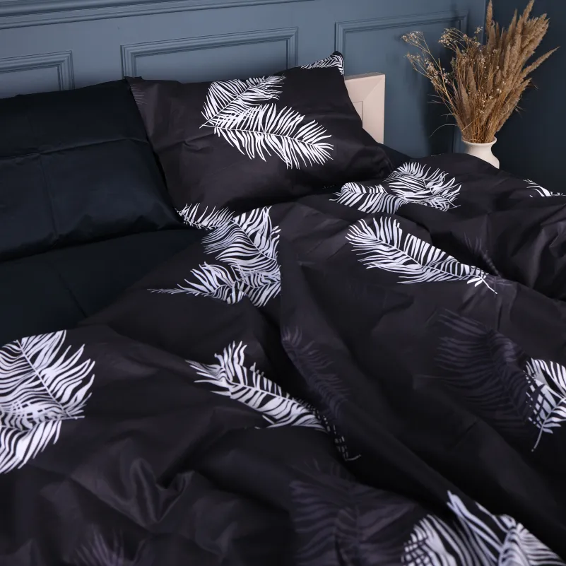 Комплект постільної білизни Сатин 22-1457 Feather Luxe black - 2
