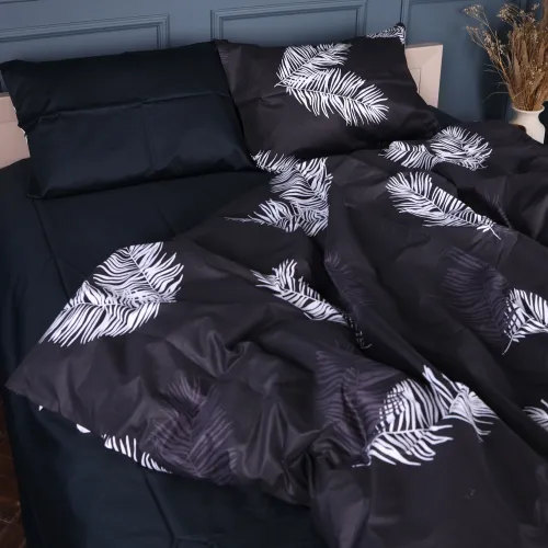 Комплект постільної білизни Сатин 22-1457 Feather Luxe black - 4