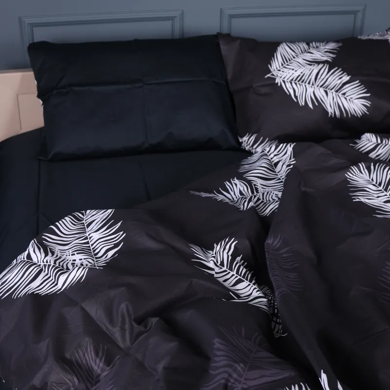 Комплект постільної білизни Сатин 22-1457 Feather Luxe black - 7