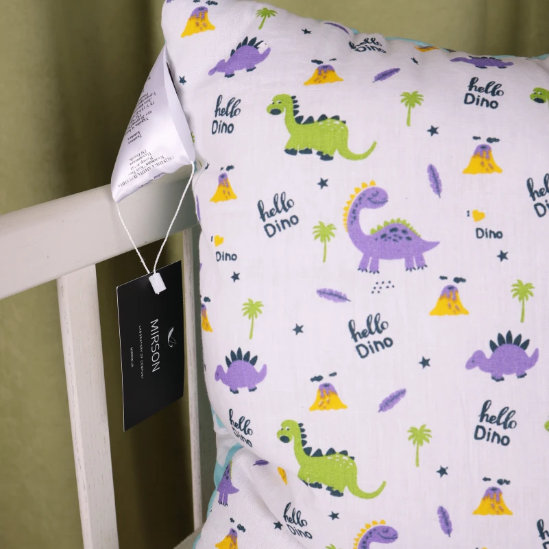 Подушка антиаллергенная №3800 Kids Time 18-0001 Hello Dino EcoSilk бязь (низкая)