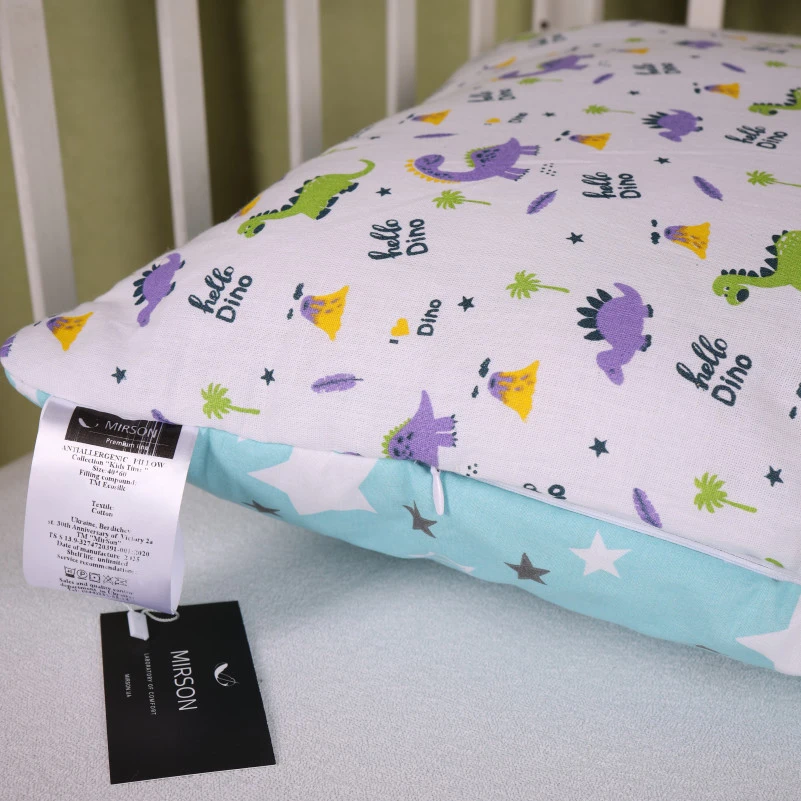 Подушка антиаллергенная №3800 Kids Time 18-0001 Hello Dino EcoSilk бязь (низкая) - 3