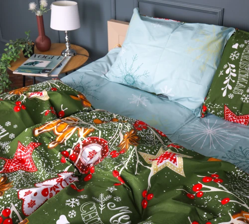 Наволочка Бязь 17-0881 Holiday Star green - 2