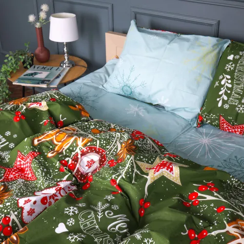 Наволочка Бязь 17-0881 Holiday Star green - 2