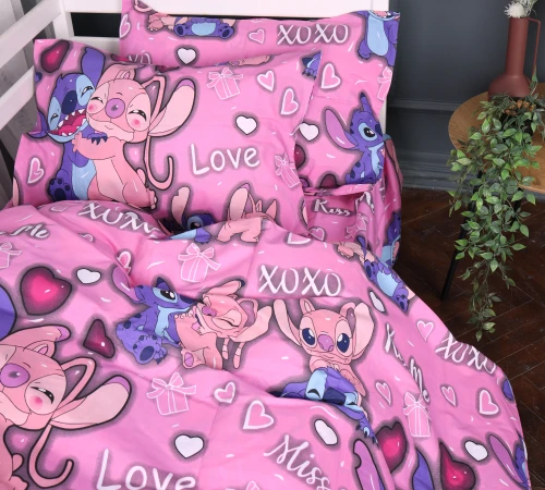 Комплект постільної білизни Бязь 17-0871 Stitch & Angel Pink - 2