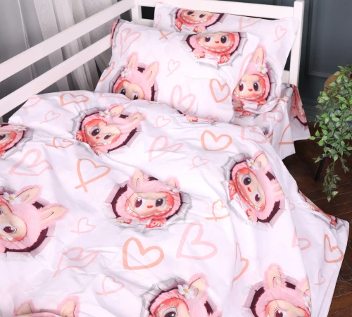 Комплект постільної білизни Бязь 17-0872 Labubu Love