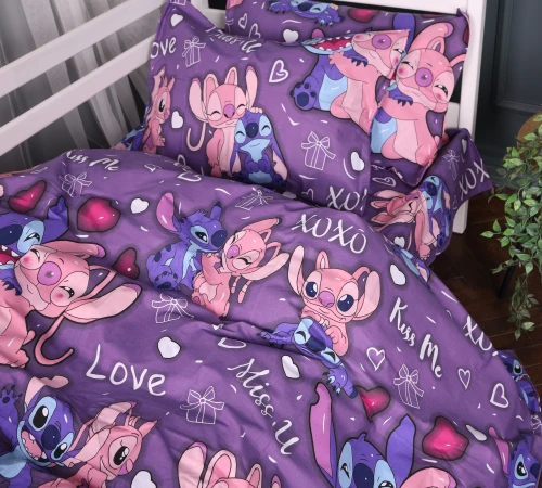 Комплект постільної білизни Бязь 17-0870 Stitch & Angel Purple - 2