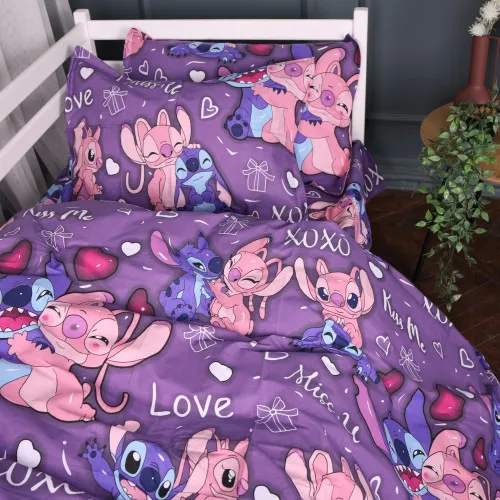 Підковдра Бязь Kids Time 17-0870 Stitch & Angel Purple - 2