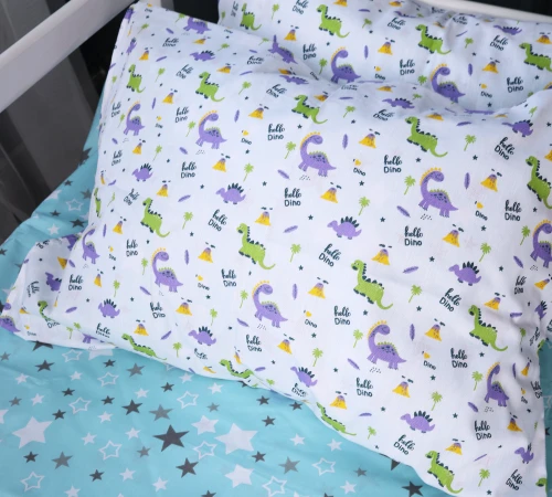 Простынь на резинке (бязь) Kids Time 18-0001 Hello Dino - высота 10 см - 2