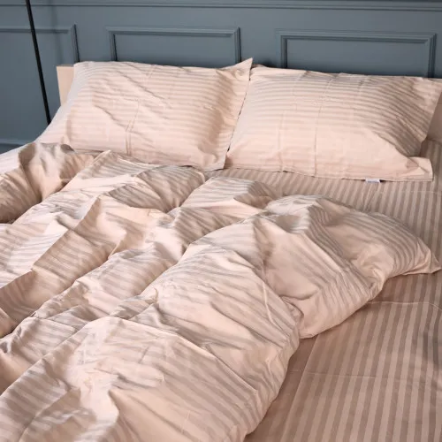 Простынь на резинке Satin Stripe 30-0004 Cream - высота 25 см (детские 10 см) - 2