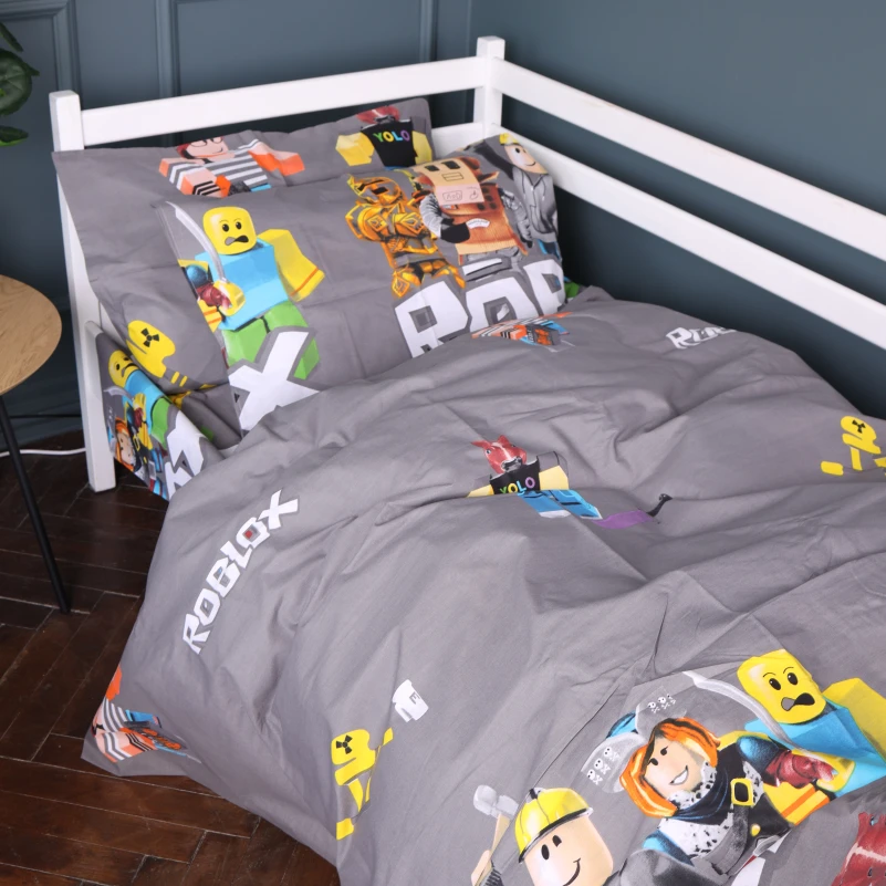 Простирадло Бязь Kids 17-0821 Roblox game gray - 2
