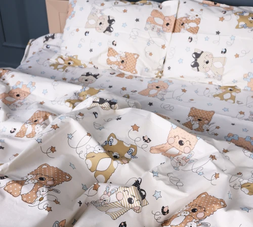 Комплект постільної білизни Бязь Kids Time 17-0777 Magic cats olive