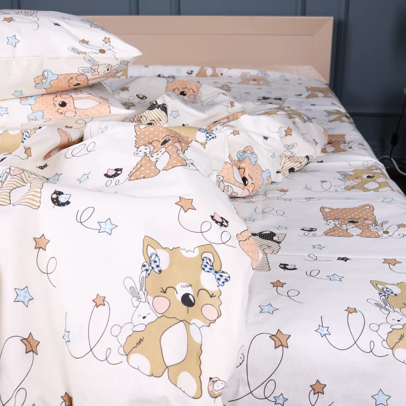 Простирадло Бязь Kids Time 17-0777 Magic cats olive - 2