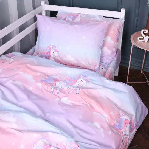 Простирадло Бязь Kids Time 17-0790 Єдиноріг на веселці - 2