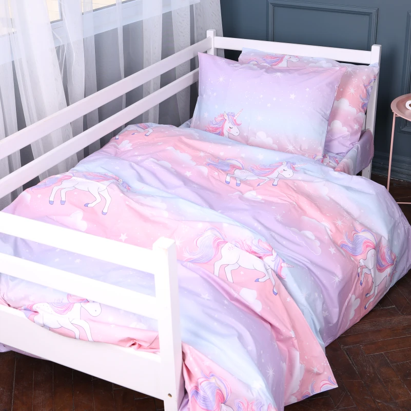 Простирадло Бязь Kids Time 17-0790 Єдиноріг на веселці - 2