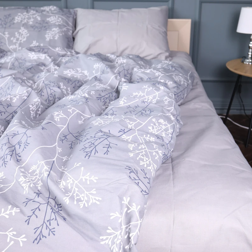 Комплект постільної білизни Бязь 17-0813 Twigs of Spring gray - 3