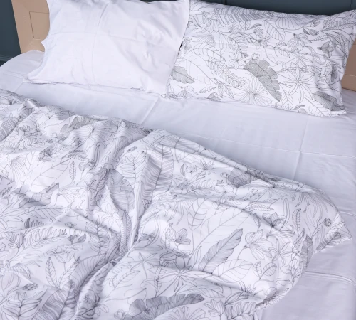Простирадло Сатин STANDART 22-1427 Leafsong white - 2
