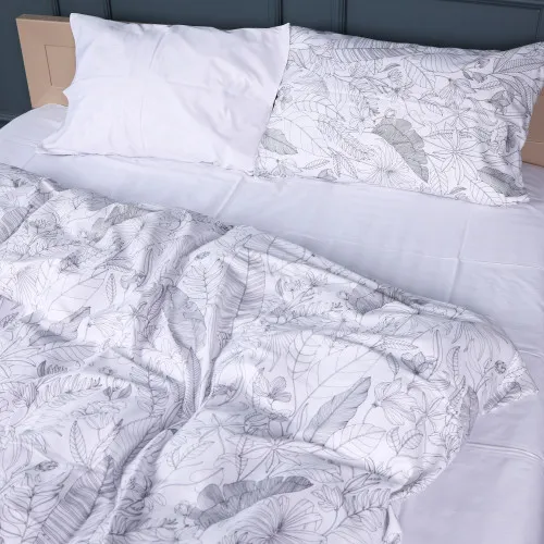 Простирадло Сатин STANDART 22-1427 Leafsong white - 2