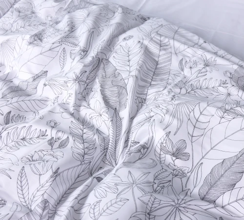 Комплект постельного белья Сатин STANDART 22-1427 Leafsong white - 2