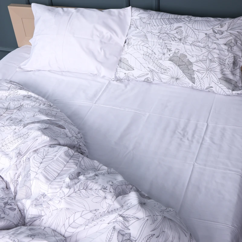 Комплект постільної білизни Сатин STANDART 22-1427 Leafsong white - 5