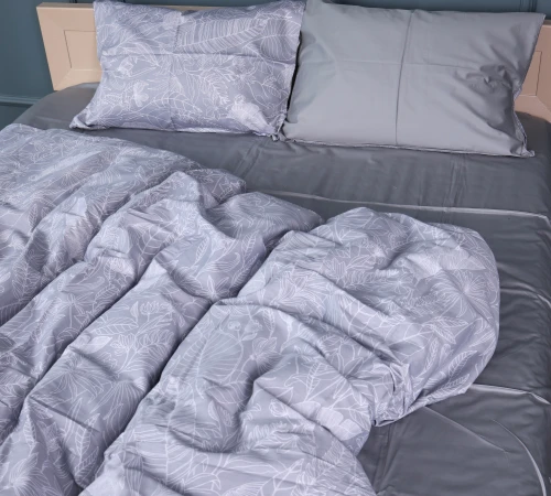 Комплект постельного белья Сатин STANDART 22-1428 Leafsong gray