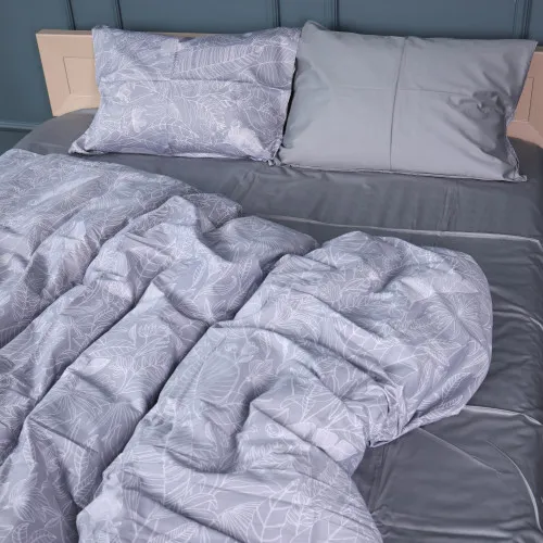 Комплект постільної білизни Сатин STANDART 22-1428 Leafsong gray