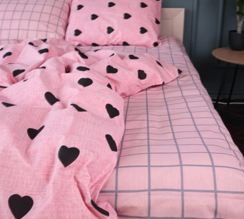 Підковдра Бязь 17-0839 Hearts & Grid - 2