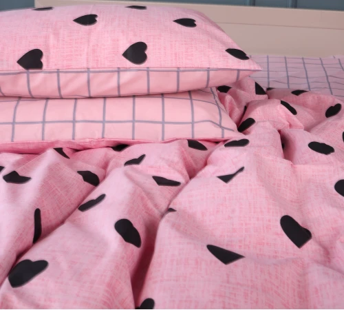 Комплект постільної білизни Бязь 17-0839 Hearts & Grid - 2