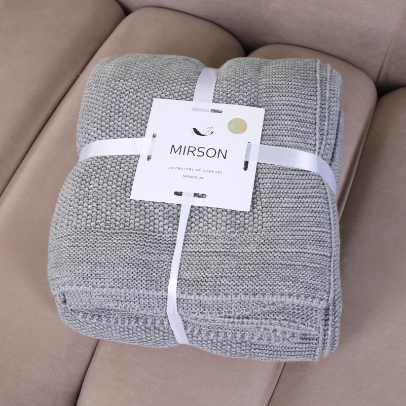 Плед вязаный Б "Corn gray" - 5