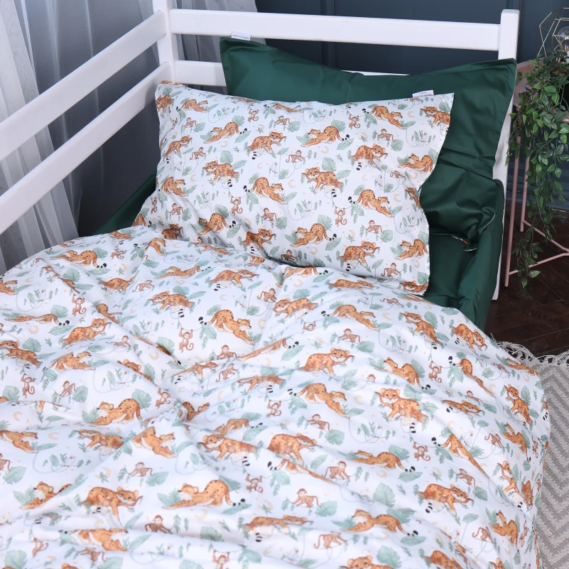 Комплект постільної білизни Сатин Kids Time 22-1420 Little Jungle Friends - 4