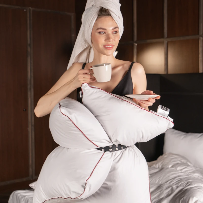 Подушка пуховая Raffaello №101 90% серый пух Standart / 10% перо тик (средняя) - 11