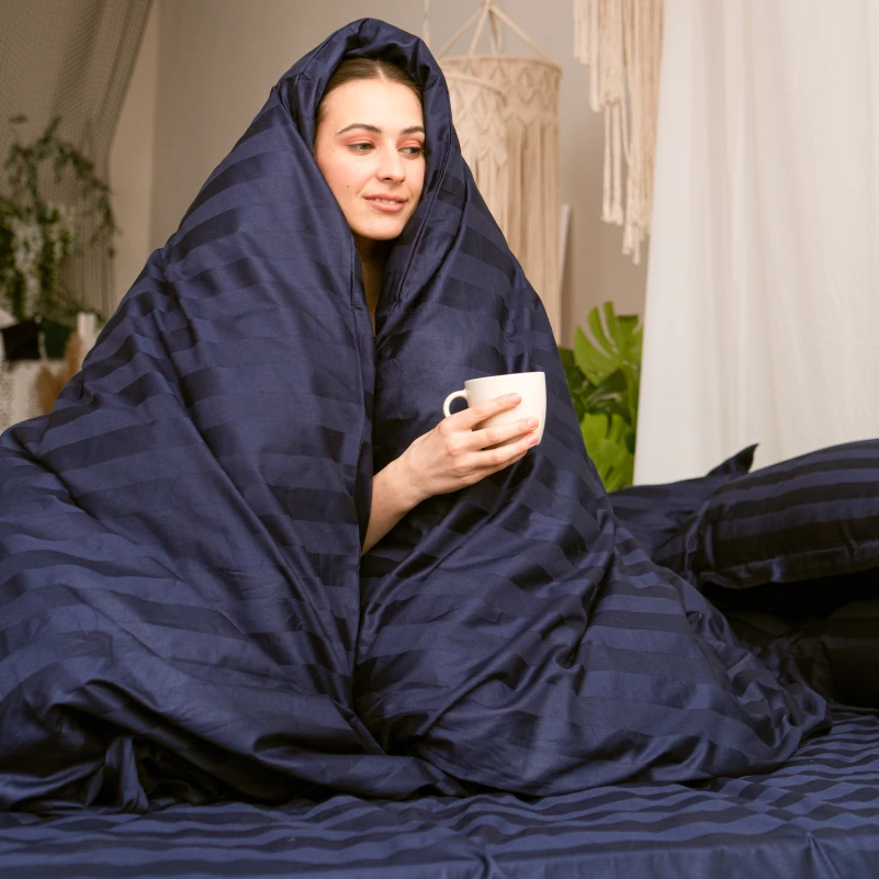 Простынь на резинке (САТИН ЖАККАРД) Blue sea - высота 25 см (детские 10 см) - 11