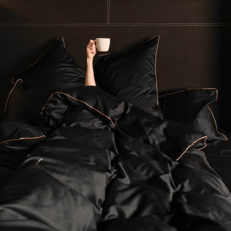 Комплект постільної білизни Сатин ELIT Black Pearl Corner - 12