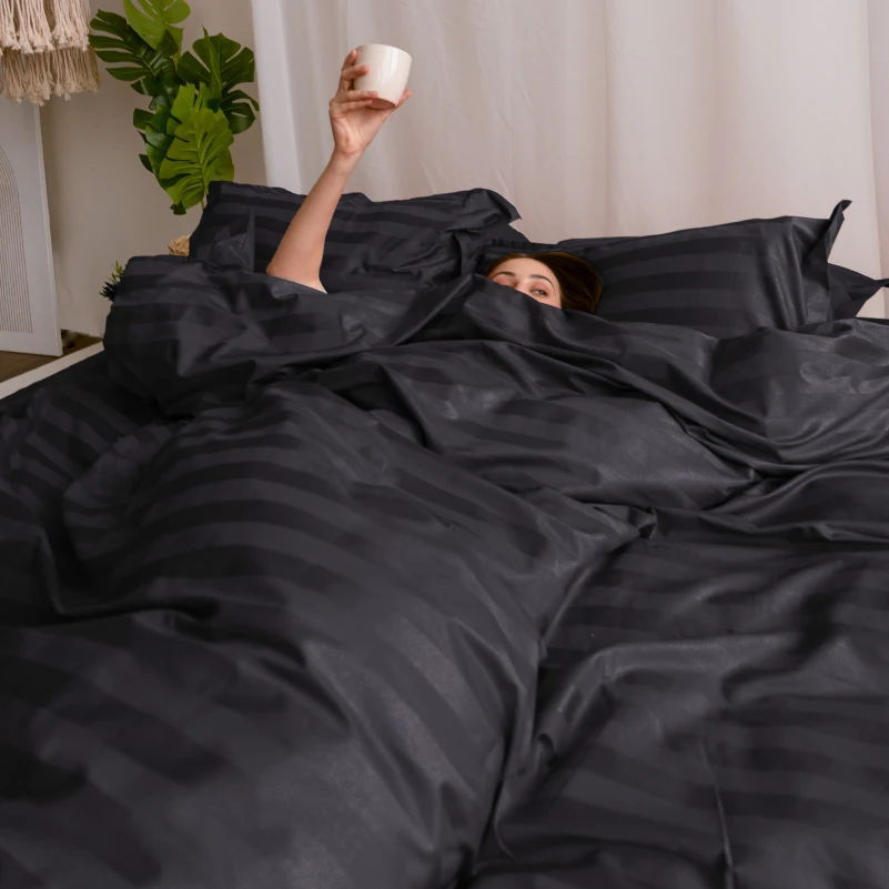 Комплект постільної білизни Сатин ELIT "Graphite" - 7