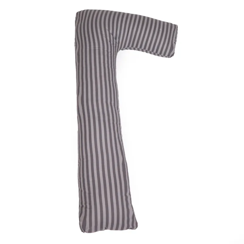 Подушка для беременных и отдыха Г-образная №5001 Color Line 17-0601 Stripe Gray EcoSilk бязь