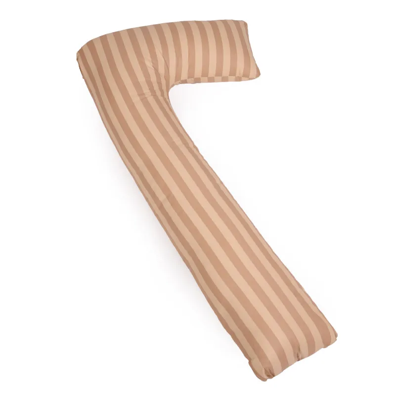 Подушка для беременных и отдыха Г-образная №5005 Color Line 17-0602 Stripe Creamy EcoSilk бязь - 5
